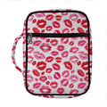 Red And Pink Lips Pattern Print Front Pocket Bible Bag