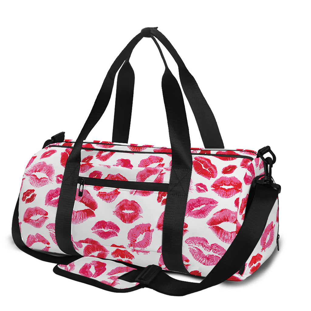 Red And Pink Lips Pattern Print Gym Bag