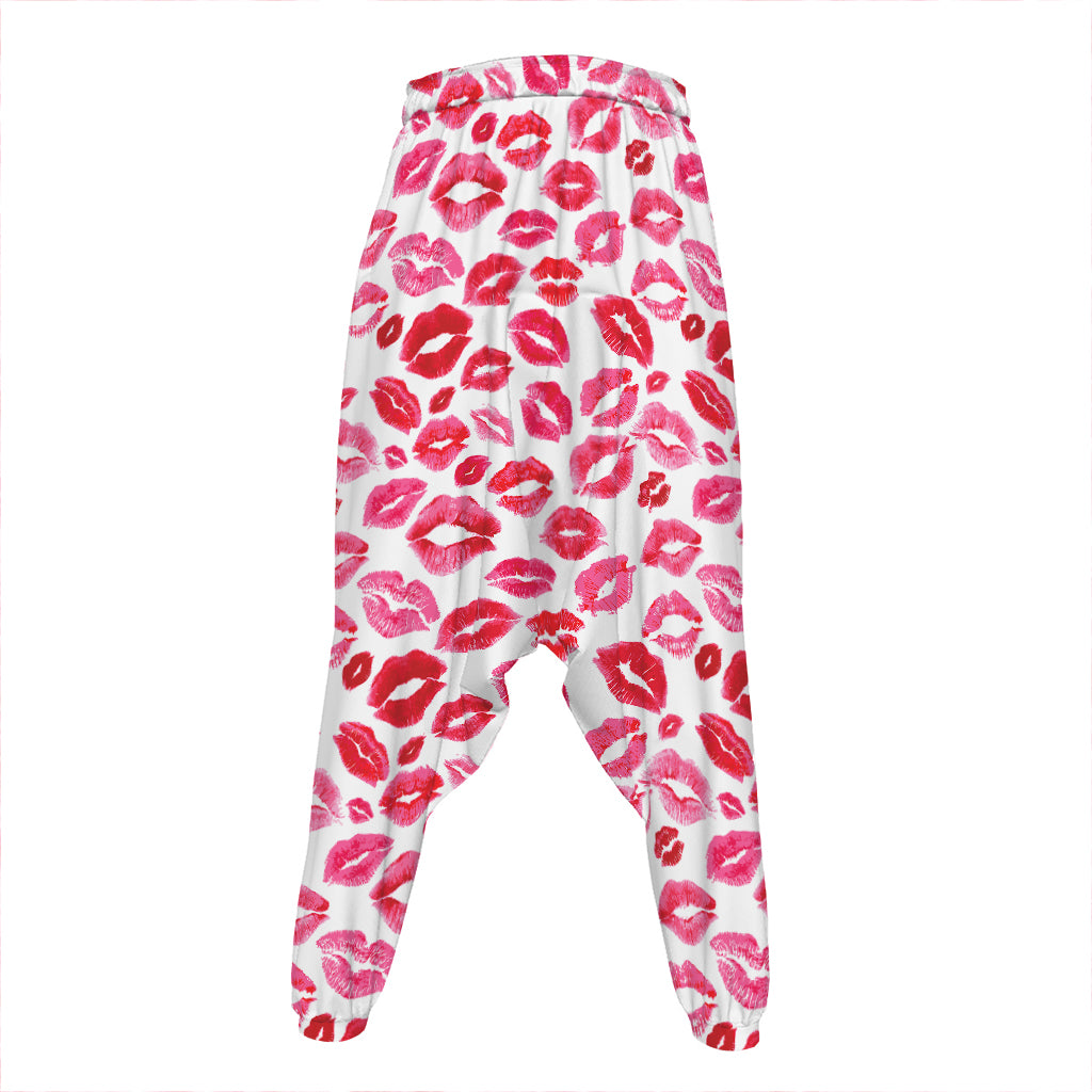 Red And Pink Lips Pattern Print Hammer Pants