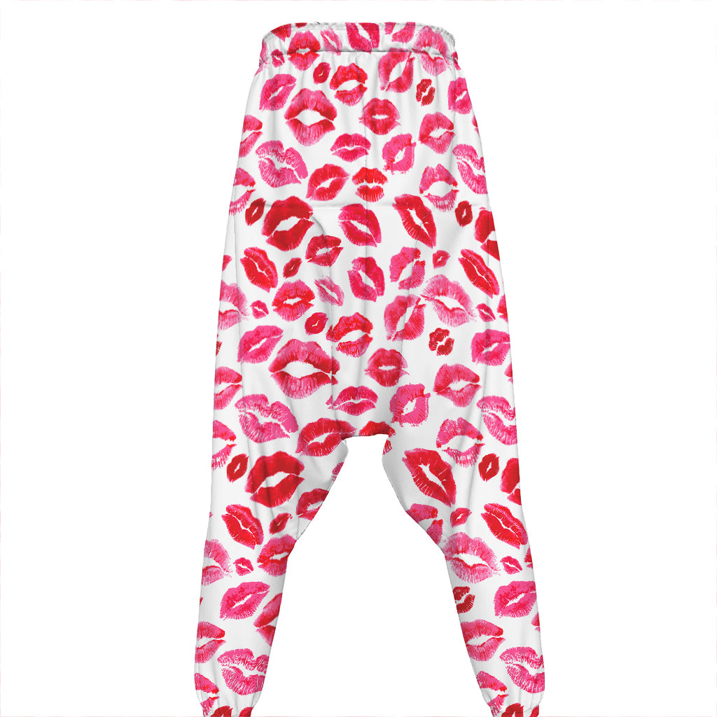 Red And Pink Lips Pattern Print Hammer Pants