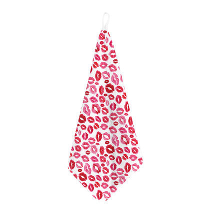 Red And Pink Lips Pattern Print Hand Towel