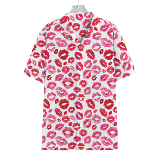 Red And Pink Lips Pattern Print Hawaiian Shirt