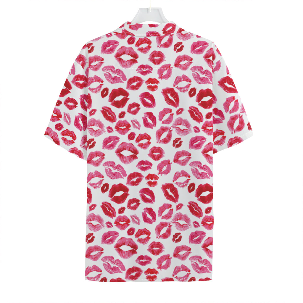 Red And Pink Lips Pattern Print Hawaiian Shirt