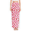 Red And Pink Lips Pattern Print High Slit Maxi Skirt