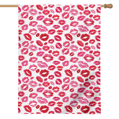 Red And Pink Lips Pattern Print House Flag