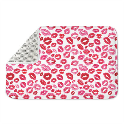 Red And Pink Lips Pattern Print Indoor Door Mat