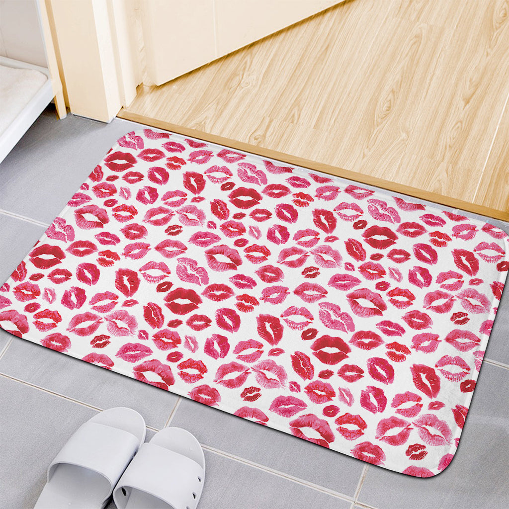 Red And Pink Lips Pattern Print Indoor Door Mat