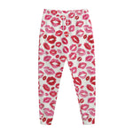 Red And Pink Lips Pattern Print Jogger Pants