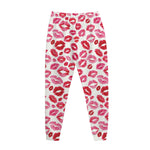 Red And Pink Lips Pattern Print Jogger Pants