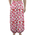 Red And Pink Lips Pattern Print Lantern Pants