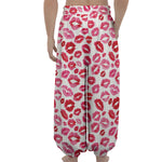 Red And Pink Lips Pattern Print Lantern Pants