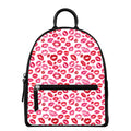 Red And Pink Lips Pattern Print Leather Backpack