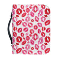 Red And Pink Lips Pattern Print Leather Bible Cover