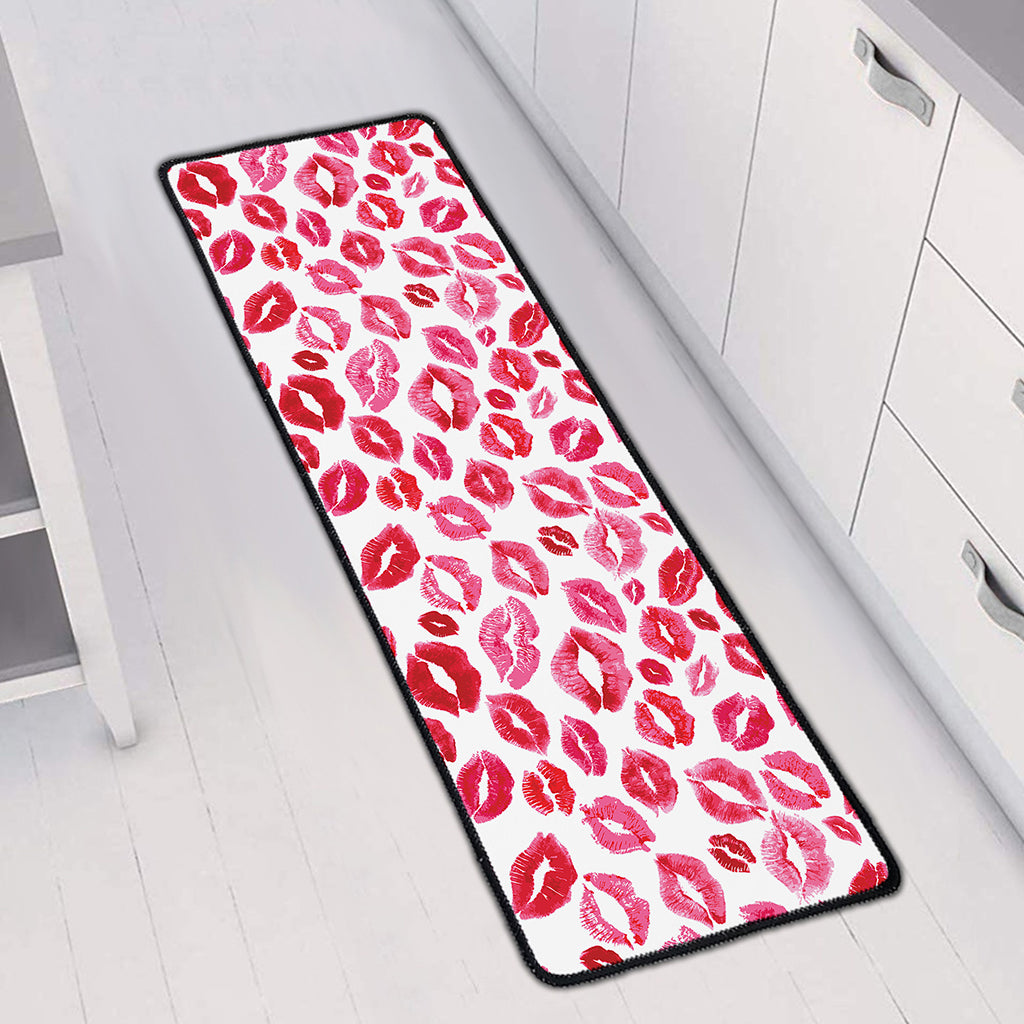 Red And Pink Lips Pattern Print Long Kitchen Mat