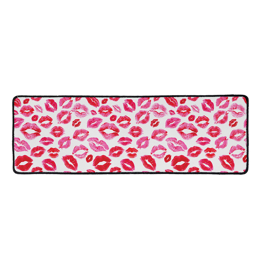 Red And Pink Lips Pattern Print Long Kitchen Mat
