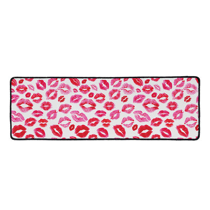 Red And Pink Lips Pattern Print Long Kitchen Mat