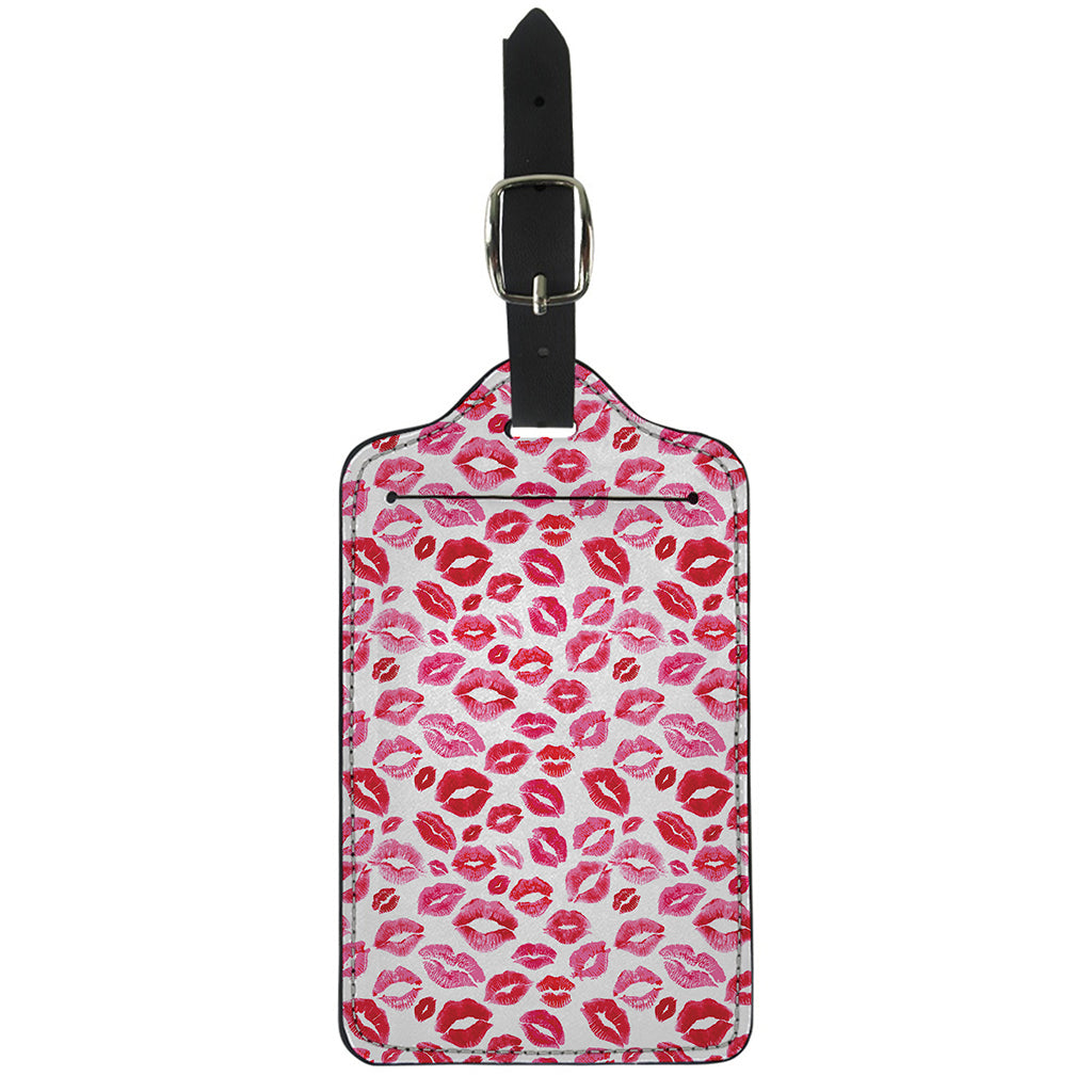Red And Pink Lips Pattern Print Luggage Tag