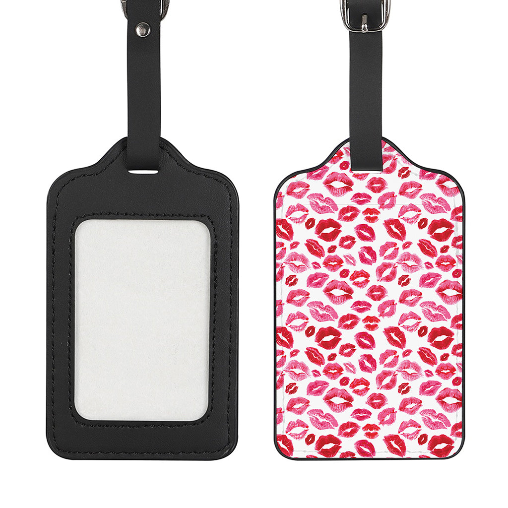 Red And Pink Lips Pattern Print Luggage Tag