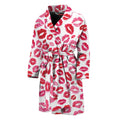Red And Pink Lips Pattern Print Men's Bathrobe
