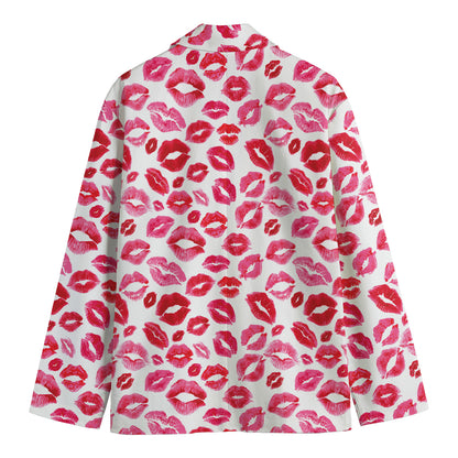 Red And Pink Lips Pattern Print Men's Blazer
