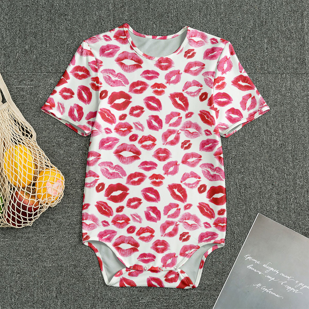 Red And Pink Lips Pattern Print Men's Bodysuit