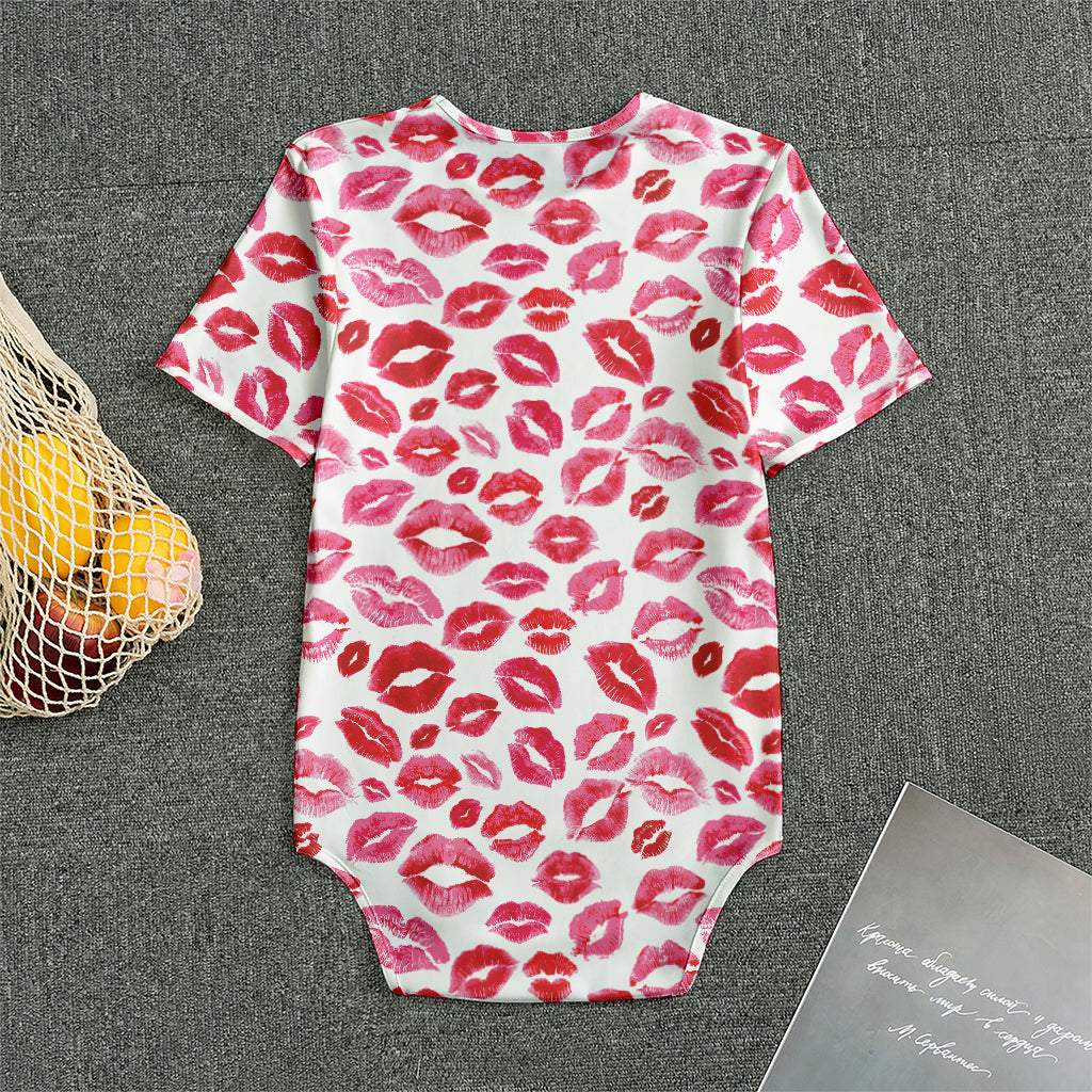 Red And Pink Lips Pattern Print Men's Bodysuit