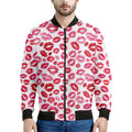 Red And Pink Lips Pattern Print Men's Bomber Jacket