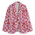 Red And Pink Lips Pattern Print Men's Cotton Blazer