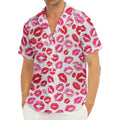 Red And Pink Lips Pattern Print Men's Deep V-Neck Shirt