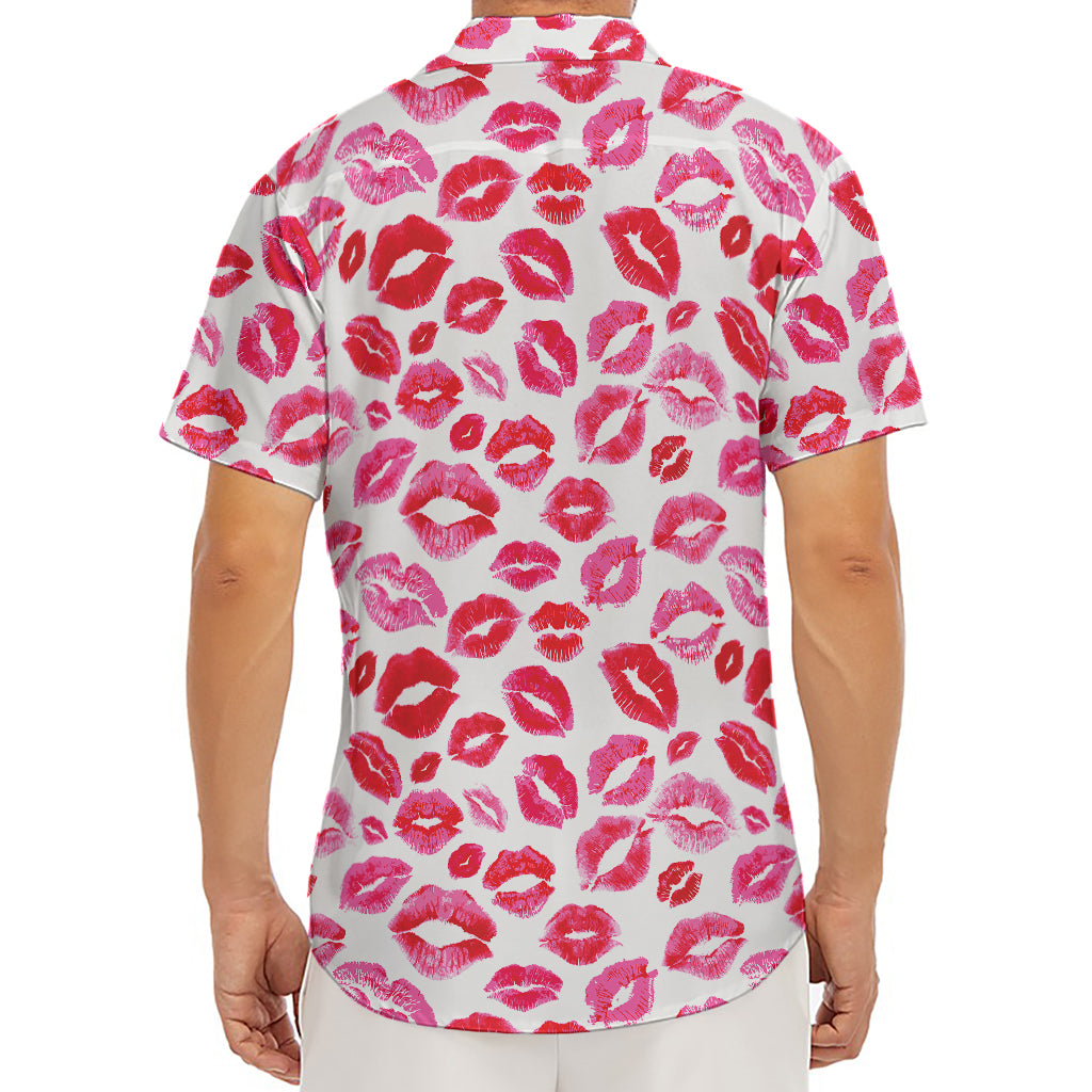Red And Pink Lips Pattern Print Men's Deep V-Neck Shirt