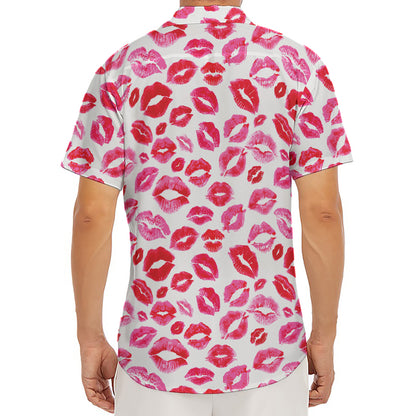 Red And Pink Lips Pattern Print Men's Deep V-Neck Shirt