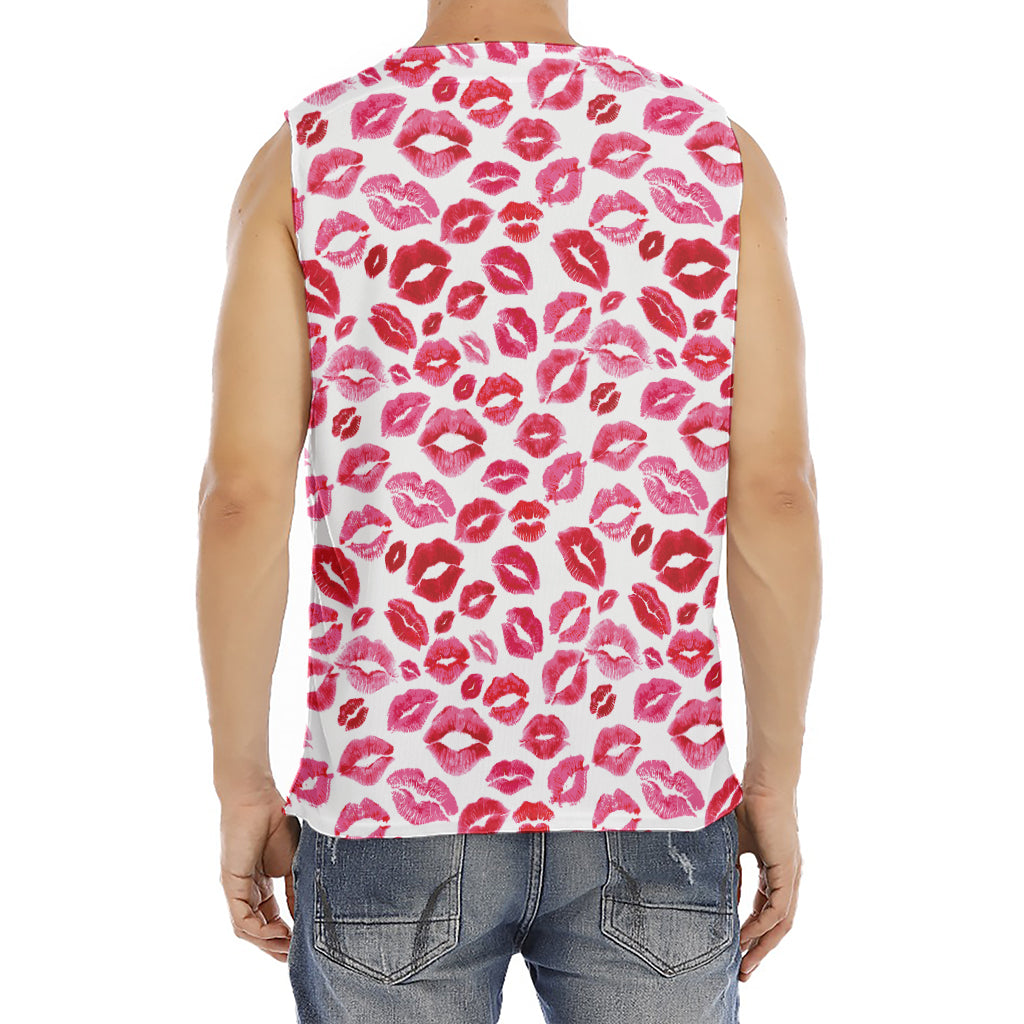 Red And Pink Lips Pattern Print Men's Fitness Tank Top