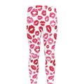 Red And Pink Lips Pattern Print Men's Leggings