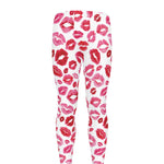 Red And Pink Lips Pattern Print Men's leggings