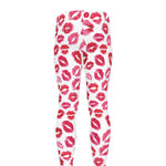 Red And Pink Lips Pattern Print Men's leggings
