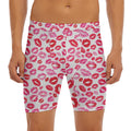 Red And Pink Lips Pattern Print Men's Long Boxer Briefs