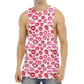 Red And Pink Lips Pattern Print Men's Muscle Tank Top