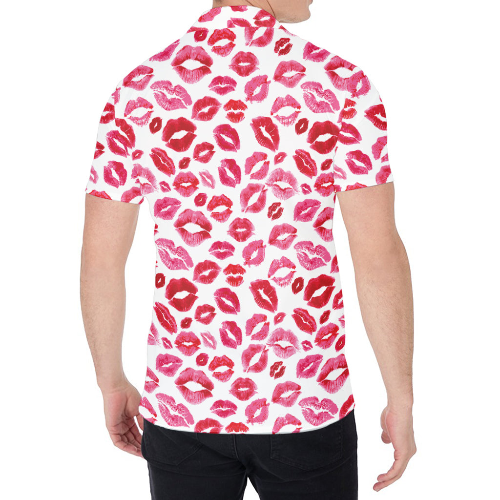 Red And Pink Lips Pattern Print Men's Shirt