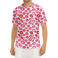 Red And Pink Lips Pattern Print Men's Short Sleeve Rash Guard