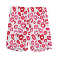 Red And Pink Lips Pattern Print Men's Athletic Shorts