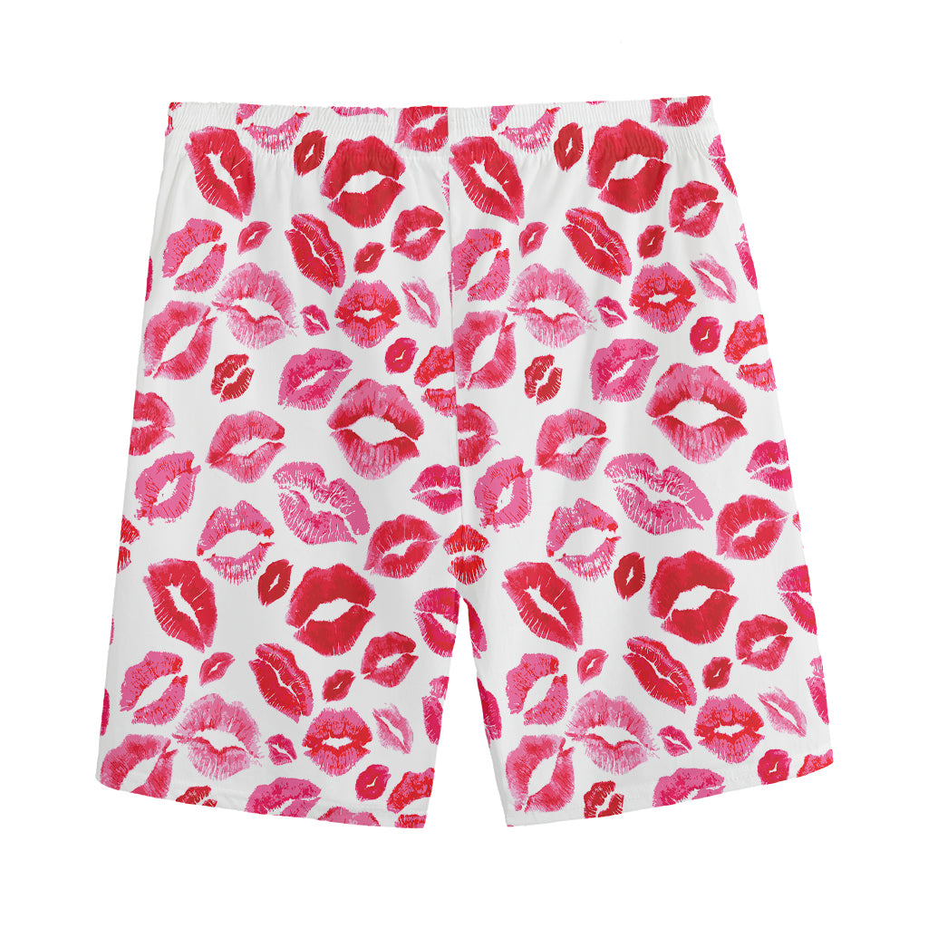 Red And Pink Lips Pattern Print Men's Sports Shorts