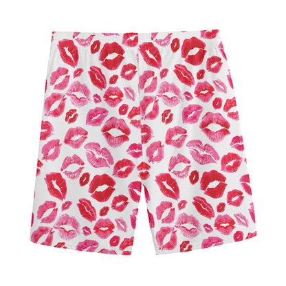 Red And Pink Lips Pattern Print Men's Sports Shorts
