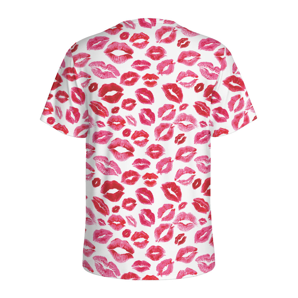 Red And Pink Lips Pattern Print Men's Sports T-Shirt