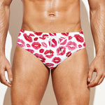 Red And Pink Lips Pattern Print Men's Swim Briefs