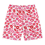 Red And Pink Lips Pattern Print Men's Swim Trunks