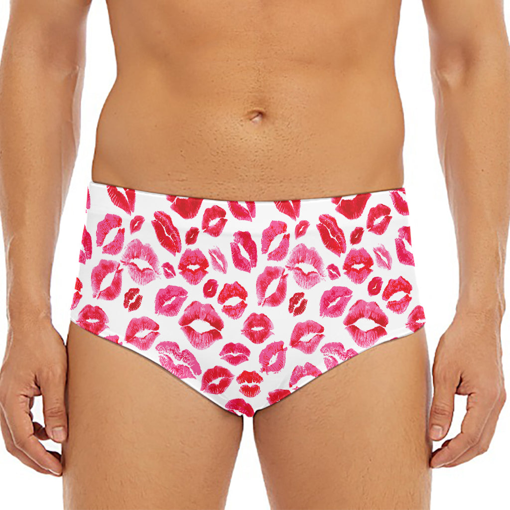 Red And Pink Lips Pattern Print Men's Triangle Swim Briefs