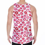 Red And Pink Lips Pattern Print Men's Velvet Tank Top
