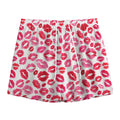 Red And Pink Lips Pattern Print Mesh Shorts