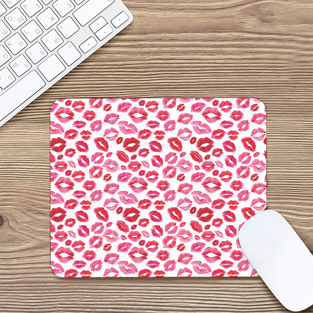 Red And Pink Lips Pattern Print Mouse Pad