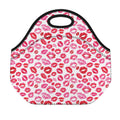 Red And Pink Lips Pattern Print Neoprene Lunch Bag